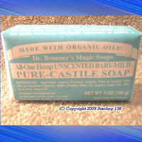 Dr. Bronner's Baby MILD castile BAR soap ORGANIC OILS (image for) Dr. Bronner's Baby MILD castile BAR soap ORGANIC OILS